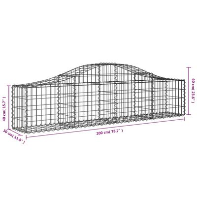 vidaXL Gabionen mit Hochbogen 18 Stk. 200x30x40/60 cm Verzinktes Eisen