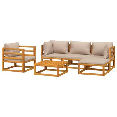 vidaXL 6-tlg. Garten-Lounge-Set mit Taupe Kissen Massivholz