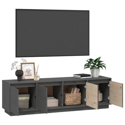 vidaXL TV-Schrank Grau 156x37x45 cm Massivholz Kiefer