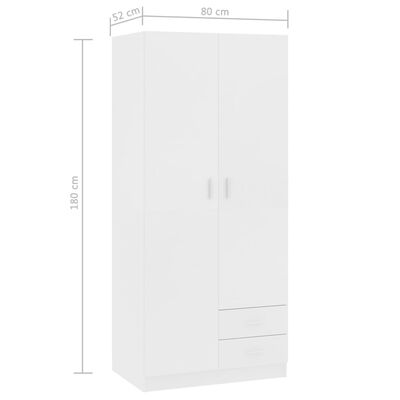 vidaXL Kleiderschrank Weiß 80x52x180 cm Holzwerkstoff