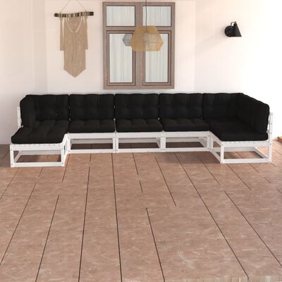 vidaXL 7-tlg. Garten-Lounge-Set mit Kissen Massivholz Kiefer