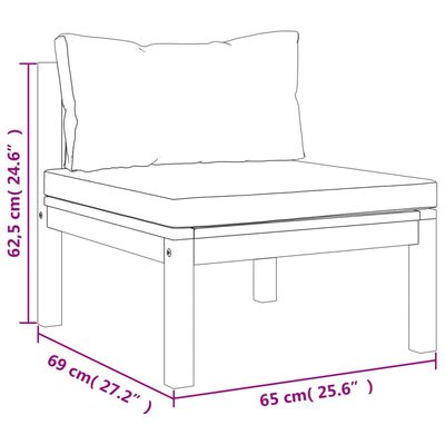 vidaXL 7-tlg. Garten-Lounge-Set mit Creme Kissen Massivholz Akazie