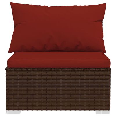 vidaXL 9-tlg. Garten-Lounge-Set mit Kissen Braun Poly Rattan