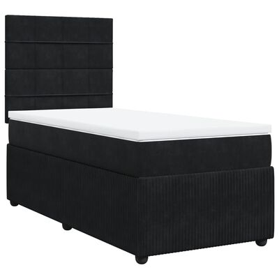 vidaXL Boxspringbett mit Matratze Schwarz 90x190 cm Samt