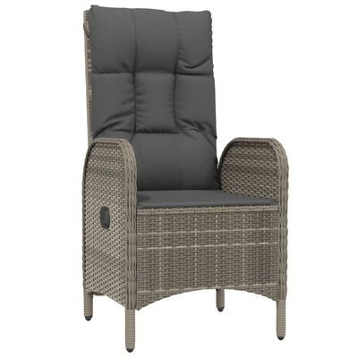 vidaXL 3-tlg. Garten-Lounge-Set mit Kissen Grau Poly Rattan