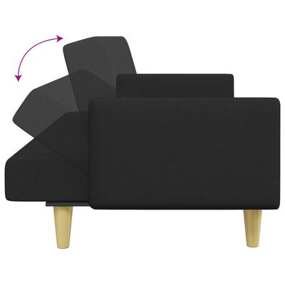 vidaXL Schlafsofa 2-Sitzer mit Fußhocker Schwarz Stoff