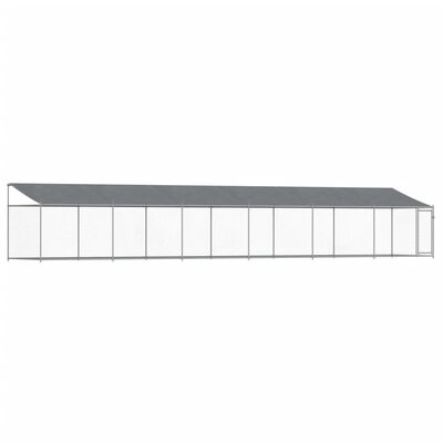 vidaXL Hundezwinger mit Dach und Tür Grau 12x2x2 m Verzinkter Stahl