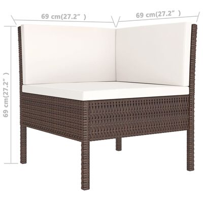 vidaXL 14-tlg. Garten-Lounge-Set mit Auflagen Poly Rattan Braun