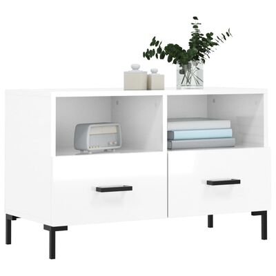 vidaXL TV-Schrank Hochglanz-Weiß 80x36x50 cm Holzwerkstoff