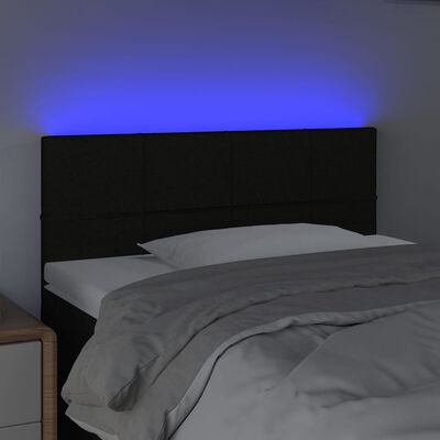 vidaXL LED Kopfteil Schwarz 80x5x78/88 cm Stoff