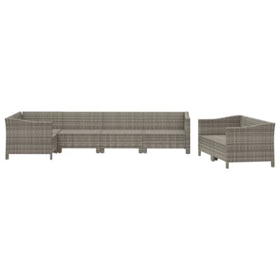 vidaXL 7-tlg. Garten-Lounge-Set mit Kissen Grau Poly Rattan