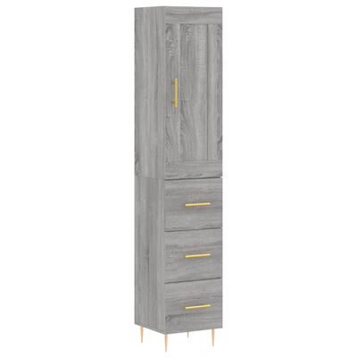 vidaXL Highboard Grau Sonoma 34,5x34x180 cm Holzwerkstoff