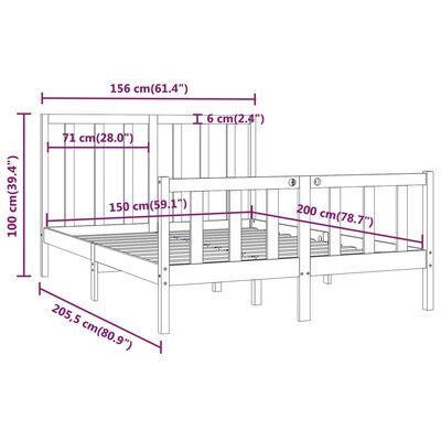 vidaXL Massivholzbett 150x200 cm