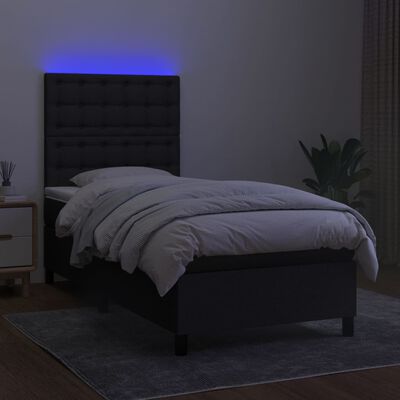 vidaXL Boxspringbett mit Matratze & LED Schwarz 90x190 cm Stoff