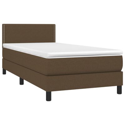 vidaXL Boxspringbett mit Matratze & LED Dunkelbraun 100x200 cm Stoff