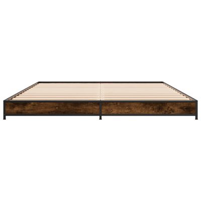 vidaXL Bettgestell Räuchereiche 135x190 cm Holzwerkstoff und Metall