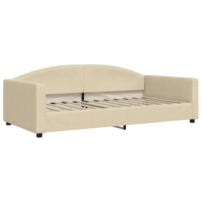 vidaXL Tagesbett Ausziehbar mit Matratzen Creme 100x200 cm Stoff