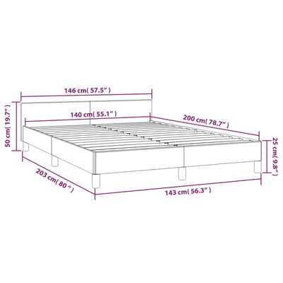 vidaXL Bettgestell mit Kopfteil Dunkelgrau 140x200 cm Stoff