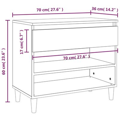 vidaXL Schuhregal Sonoma-Eiche 70x36x60 cm Holzwerkstoff