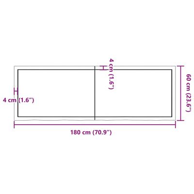 vidaXL Wandregal 180x60x(2-4) cm Massivholz Eiche Unbehandelt