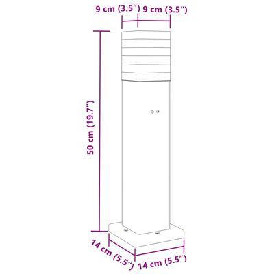 vidaXL Wegeleuchte mit Steckdose Schwarz 50 cm Aluminium