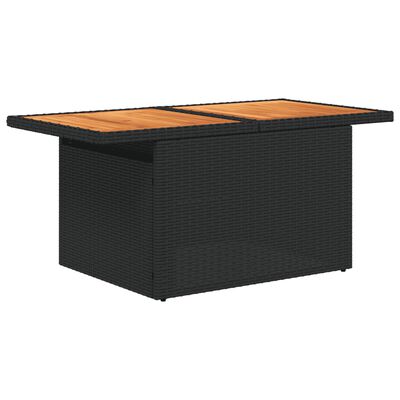 vidaXL 10-tlg. Garten-Sofagarnitur mit Kissen Schwarz Poly Rattan