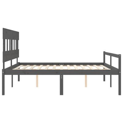 vidaXL Seniorenbett mit Kopfteil 200x200 cm Grau Massivholz