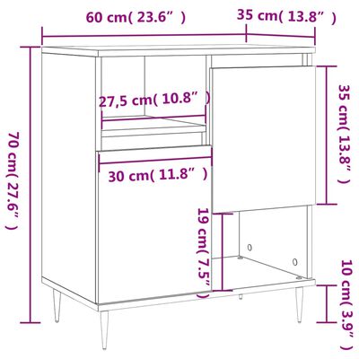 vidaXL Sideboard Betongrau 60x35x70 cm Holzwerkstoff