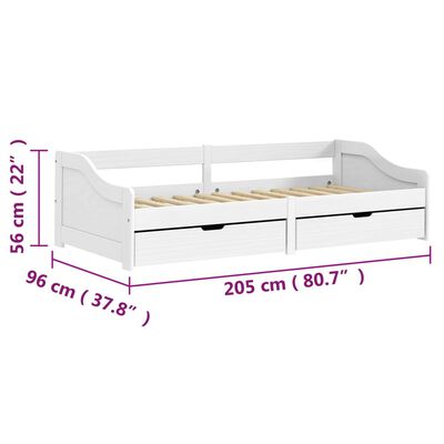 vidaXL Tagesbett mit 2 Schubladen IRUN Weiß 90x200cm Massivholz Kiefer