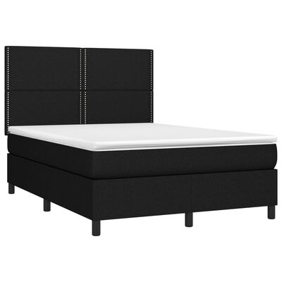 vidaXL Boxspringbett mit Matratze & LED Schwarz 140x200 cm Stoff