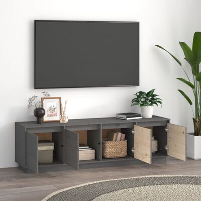 vidaXL TV-Schrank Grau 156x37x45 cm Massivholz Kiefer