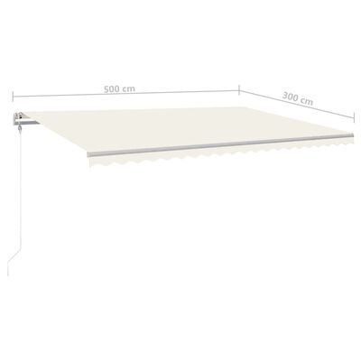 vidaXL Markise Manuell Einziehbar mit LED 5x3 m Creme