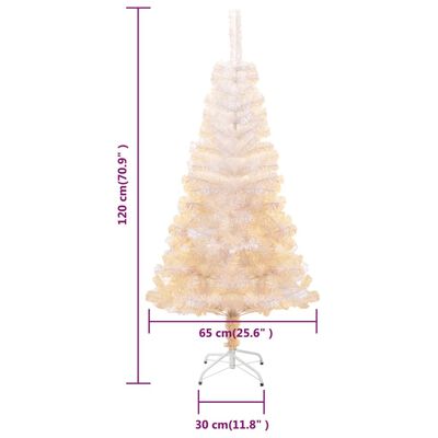 vidaXL Künstlicher Weihnachtsbaum Schillernde Spitzen Weiß 120 cm PVC