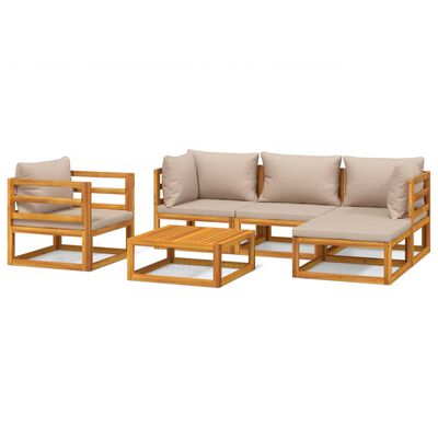 vidaXL 6-tlg. Garten-Lounge-Set mit Taupe Kissen Massivholz