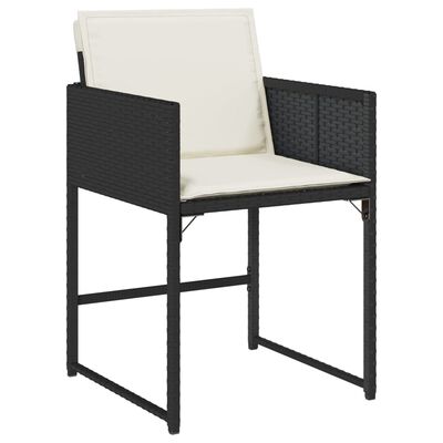 vidaXL 7-tlg. Garten-Essgruppe mit Kissen Schwarz Poly Rattan