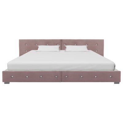 vidaXL Bett mit Memory-Schaum-Matratze Rosa Samt 180x200cm