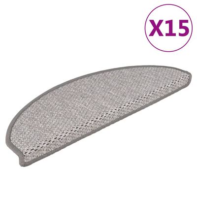 vidaXL Treppenmatten Selbstklebend Sisal-Look 15 Stk. 65x21x4 Platina