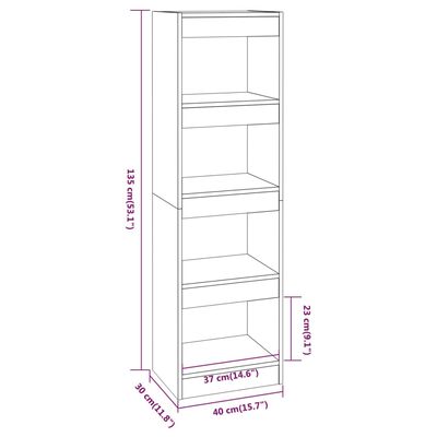 vidaXL Bücherregal/Raumteiler Betongrau 40x30x135 cm