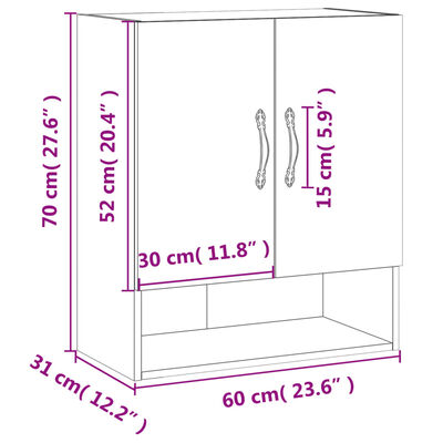 vidaXL Wandschrank Grau Sonoma 60x31x70 cm Holzwerkstoff