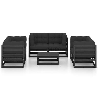 vidaXL 7-tlg. Garten-Lounge-Set mit Kissen Massivholz Kiefer