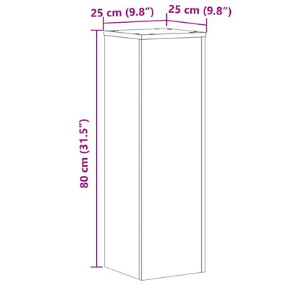 vidaXL Pflanzenständer 2 Stk. Eichen-Optik 25x25x80 cm Holzwerkstoff