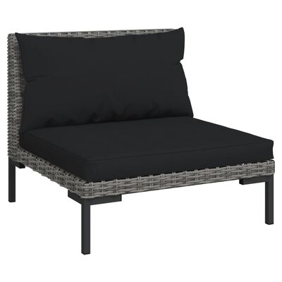 vidaXL 5-tlg. Garten-Lounge-Set mit Kissen Poly Rattan Dunkelgrau