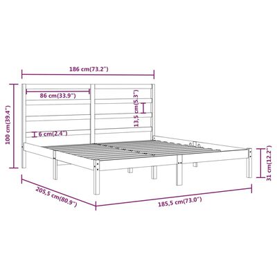 vidaXL Massivholzbett Schwarz 180x200 cm