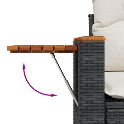 vidaXL 6-tlg. Garten-Sofagarnitur mit Kissen Schwarz Poly Rattan