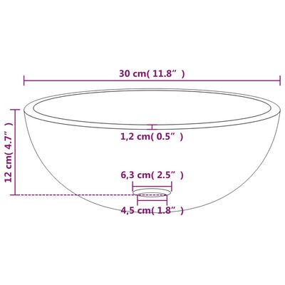 vidaXL Waschbecken Hartglas 30x12 cm Matt