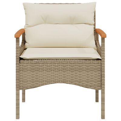 vidaXL 3-tlg. Garten-Sofagarnitur mit Kissen Beige Poly Rattan