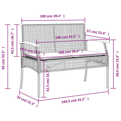 vidaXL 3-tlg. Garten-Essgruppe mit Kissen Schwarz Poly Rattan