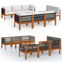 vidaXL 9-tlg. Garten-Lounge-Set mit Kissen Cremeweiß Massivholz Akazie