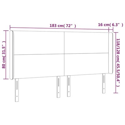 vidaXL LED Kopfteil Blau 183x16x118/128 cm Stoff