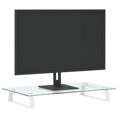 vidaXL Monitorständer Weiß 60x35x8 cm Hartglas und Metall